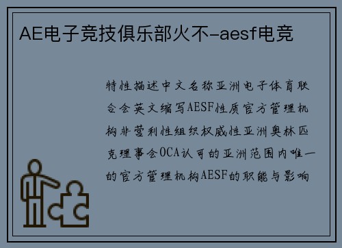 AE电子竞技俱乐部火不-aesf电竞